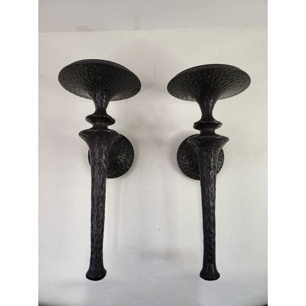 Pottery Barn "Seville" Hammered Bronze Wall Mount Candle Sconces